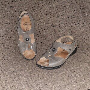FINN COMFORT-Adana-Metallic Grey Textured Leather-UK Size 5.5D-7.5 US-Excellent